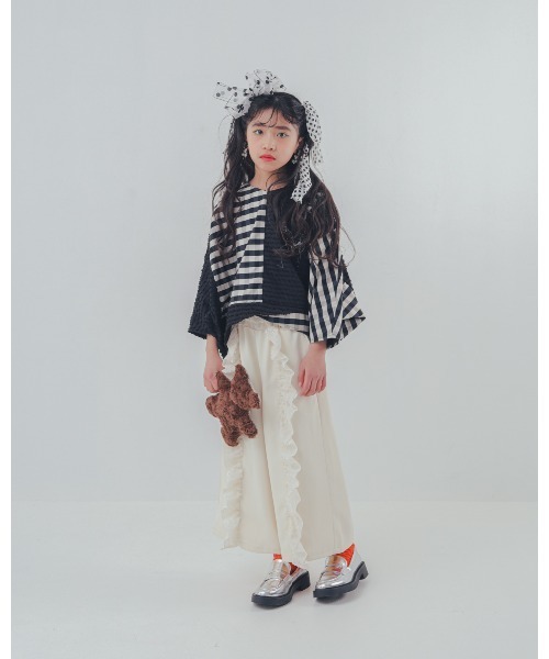 ブラウス シャツ ブロックチェックフリンジドルマンブラウス キッズ 子供服 女の子 | unica | 03