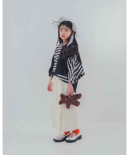 ブラウス シャツ ブロックチェックフリンジドルマンブラウス キッズ 子供服 女の子 | unica | 04