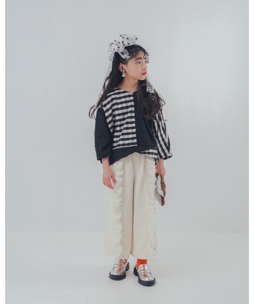ブラウス シャツ ブロックチェックフリンジドルマンブラウス キッズ 子供服 女の子 | unica | 05