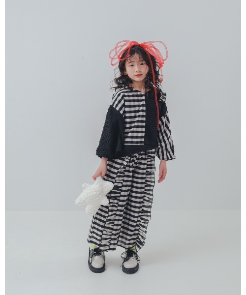 ブラウス シャツ ブロックチェックフリンジドルマンブラウス キッズ 子供服 女の子 | unica | 10