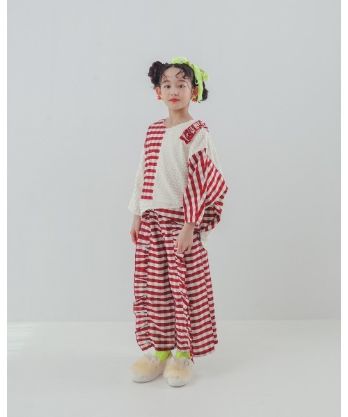 ブラウス シャツ ブロックチェックフリンジドルマンブラウス キッズ 子供服 女の子 | unica | 13