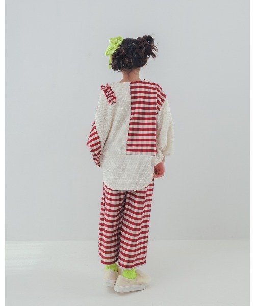 ブラウス シャツ ブロックチェックフリンジドルマンブラウス キッズ 子供服 女の子 | unica | 16