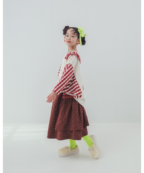 ブラウス シャツ ブロックチェックフリンジドルマンブラウス キッズ 子供服 女の子 | unica | 19