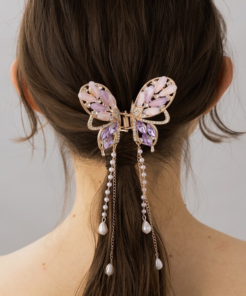 LA MUe ヘアクリップ 「LA MUe」ビジュー バタフライ バンスクリップ