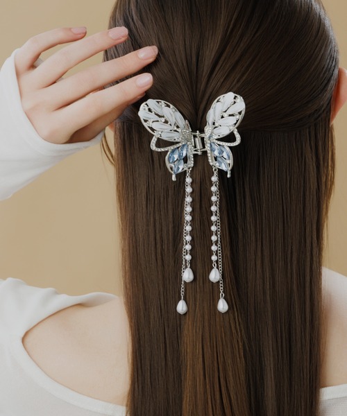 LA MUe ヘアクリップ 「LA MUe」ビジュー バタフライ バンスクリップ