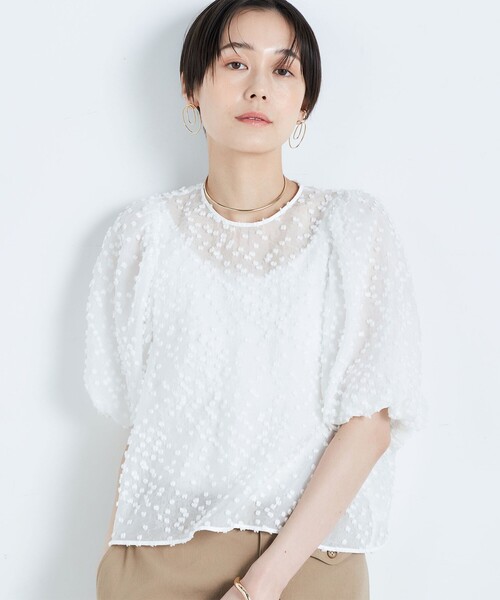 「NOLLEY'S」 半袖ブラウス FREE オフホワイト レディース_画像9