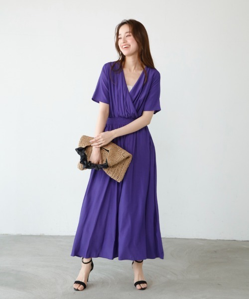 「M.deux」 半袖ワンピース MEDIUM ブルー レディース_画像4