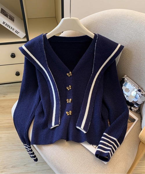 Jane Marple セーラー襟カーディガン ネイビー Jane Marple セーラー襟カーディガン ネイビー - メルカリ