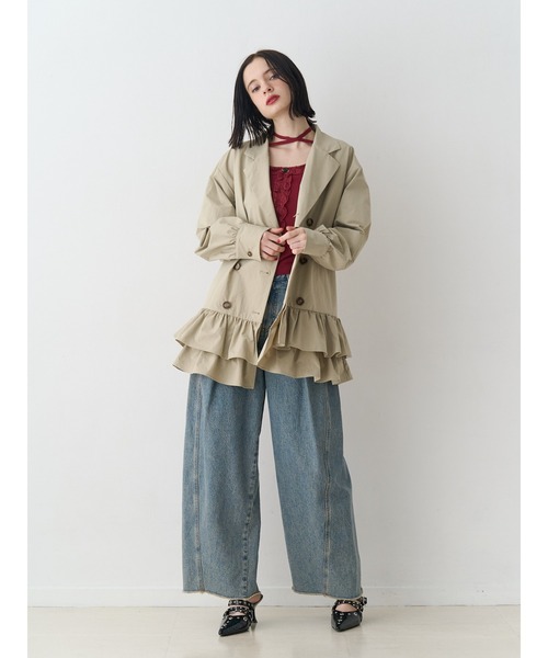 jouetie（ジュエティ） ワンピース ヘムフリルトレンチミニワンピース