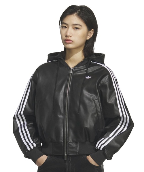 adidas フード付きレザージャケット L 黒 adidas Originals Hooded Leather Jacket Pad “Black”が2026年 1/30