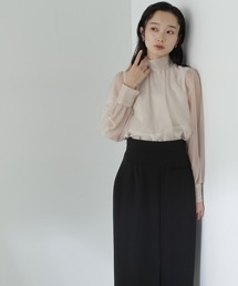 「NATURAL BEAUTY BASIC」 長袖ブラウス SMALL チャコールグレー レディースの画像3