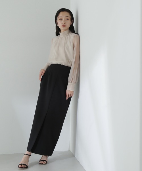 「NATURAL BEAUTY BASIC」 長袖ブラウス SMALL チャコールグレー レディースの画像4