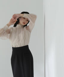 「NATURAL BEAUTY BASIC」 長袖ブラウス SMALL チャコールグレー レディースの画像5