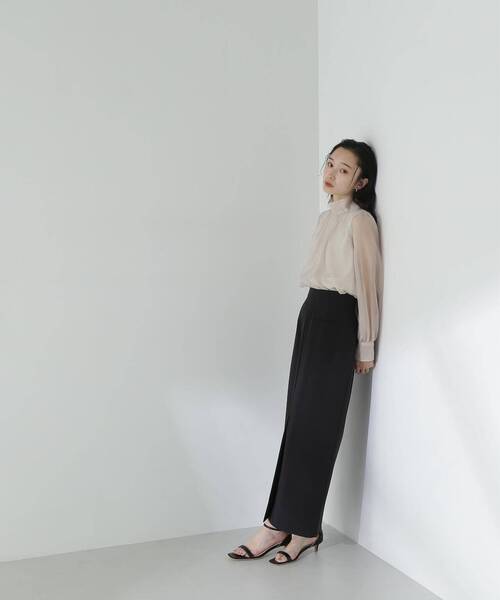 「NATURAL BEAUTY BASIC」 長袖ブラウス SMALL チャコールグレー レディースの画像7