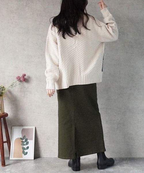 Emma（エマ） レザージャケット ライダース デニム切替ニット