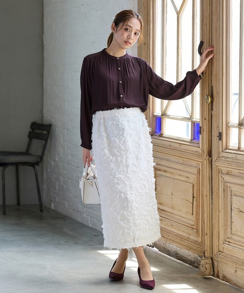 「Honeys」 長袖ブラウス LL ネイビー レディース_画像9