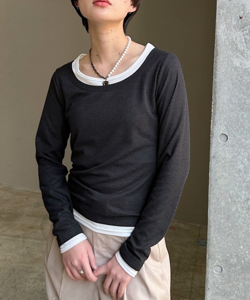 PAGEBOY（ページボーイ） tシャツ フェイクレイヤードカットロング 