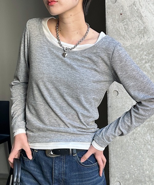 PAGEBOY（ページボーイ） tシャツ フェイクレイヤードカットロング 