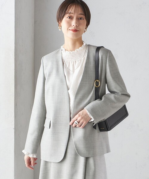 SHIPS」 ノーカラージャケット 36 グレー レディース SHIPS for women