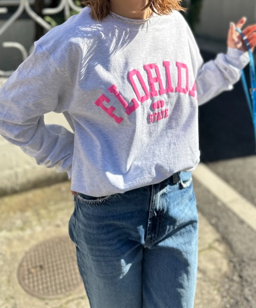 「mi via loca」 「GILDAN」長袖カットソー X-LARGE オートミール レディース_画像2