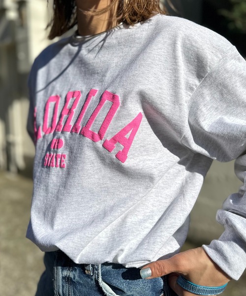 「mi via loca」 「GILDAN」長袖カットソー X-LARGE オートミール レディース_画像3