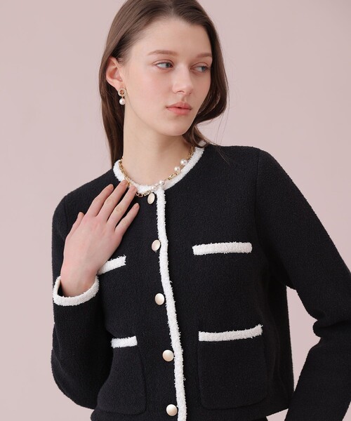 新品未使用 ANAYI 24SS プレイドパターンバイカラーカーディガン 38 プレイドパターンバイカラー カーディガン | ANAYI/アナイ | 三越