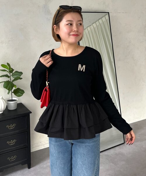 prose verse（プロズヴェール） tシャツ 「MOMO」裾フリルドッキング