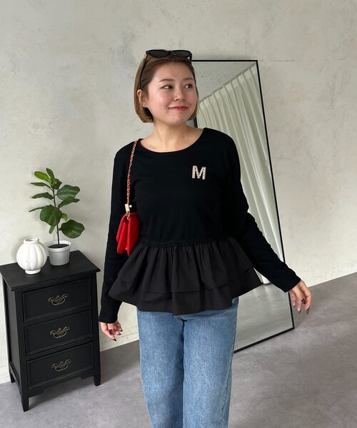 prose verse（プロズヴェール） tシャツ 「MOMO」裾フリルドッキング