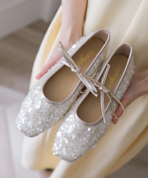 「SESTO」 フラットパンプス 25.0cm シルバー レディース_画像5