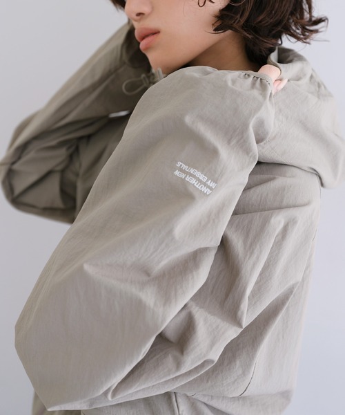 ANME 接触冷感 UVカット撥水加工 ナイロンジップパーカー　グレー　L 新色追加】ANMEロゴナイロンジャケットブルゾン【接触冷感/UVカット