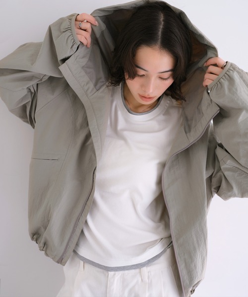 ANME 接触冷感 UVカット撥水加工 ナイロンジップパーカー　グレー　L 楽天市場】ANME アンメ 接触冷感 UVカット(UPF50＋) 撥水加工 ナイロン