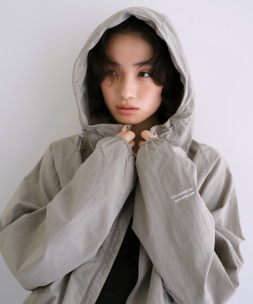 ANME 接触冷感 UVカット撥水加工 ナイロンジップパーカー　グレー　L 楽天市場】ANME アンメ 接触冷感 UVカット(UPF50＋) 撥水加工 ナイロン