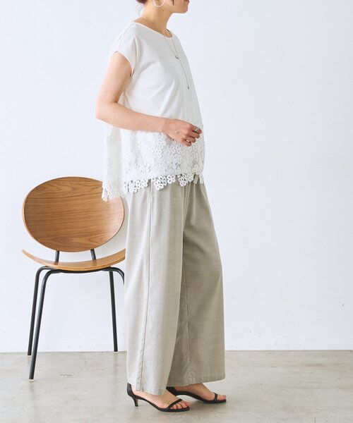 ビアズリー 裾レースカットソー　ボーダー BEARDSLEY（ビアズリー） tシャツ 裾レースフレンチカットソー