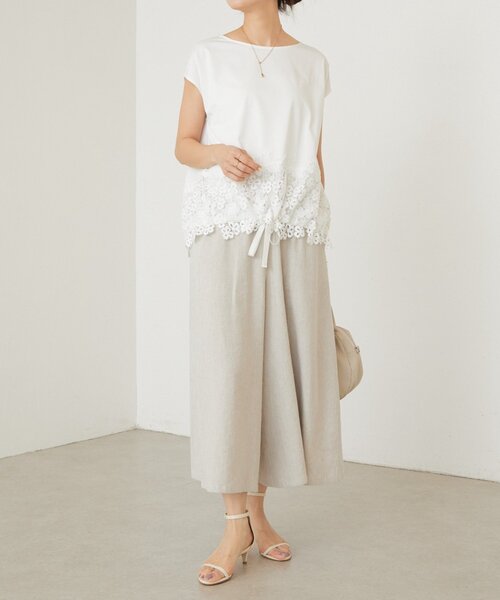【24SS美品】BEARDSLEY 袖レースカットソー　ブラック BEARDSLEY（ビアズリー）の「袖レースカットソー（Tシャツ/カットソー