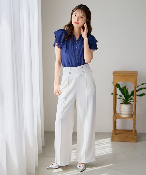 新品　ミッシュマッシュ MISCH MASCH 綿麻リネン混　ミリタリーパンツ MISCH MASCH（ミッシュマッシュ） パンツ 2026春夏新作 マリンワイド