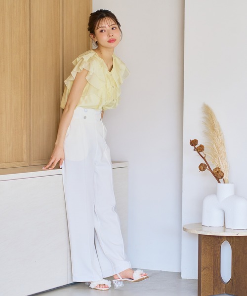 新品　ミッシュマッシュ MISCH MASCH 綿麻リネン混　ミリタリーパンツ MISCH MASCH（ミッシュマッシュ） パンツ 2026春夏新作 マリンワイド