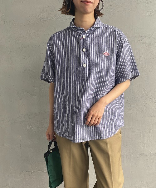 Danton（ダントン） 半袖シャツ 36 ネイビー レディース : ZOZOTOWN