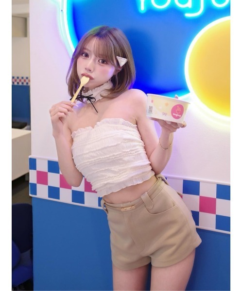 Darich（ダーリッチ） チョーカーリボンシャーリングベアトップ