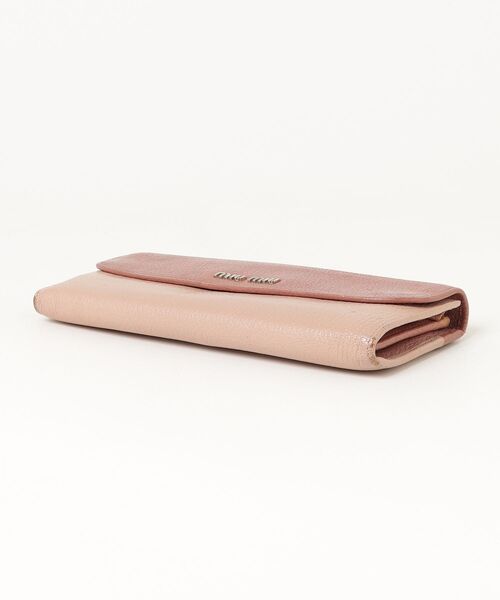 ギャランティ付✨ミュウミュウ カードケース付長財布 マドラスラブ ピンク系 miu miu（ミュウミュウ） マドラスレザー 財布 - ピンク レディース