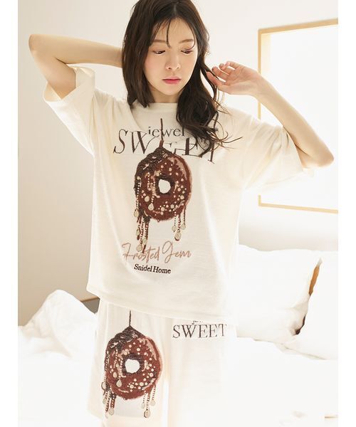 SNIDEL HOME パジャマ ルームウェア ビジュードーナッツニットプル