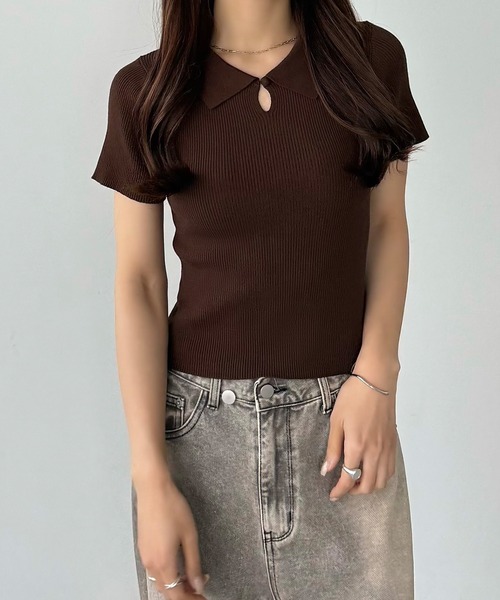 「callautia」 半袖ニット MEDIUM アイボリー レディース_画像7