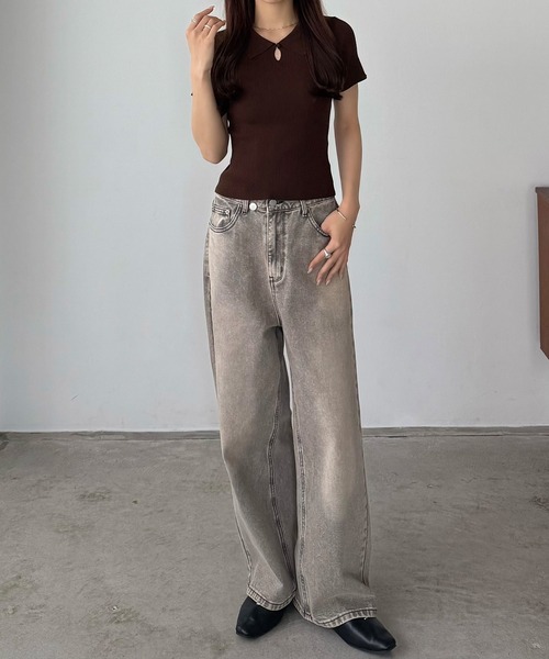 「callautia」 半袖ニット MEDIUM アイボリー レディース_画像9