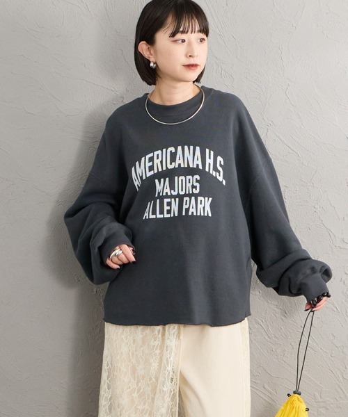 「Americana/アメリカーナ」 カレッジロゴクルーネックスウェット AMERICANA（アメリカーナ） トレーナー スウェット 「WEB先行予約