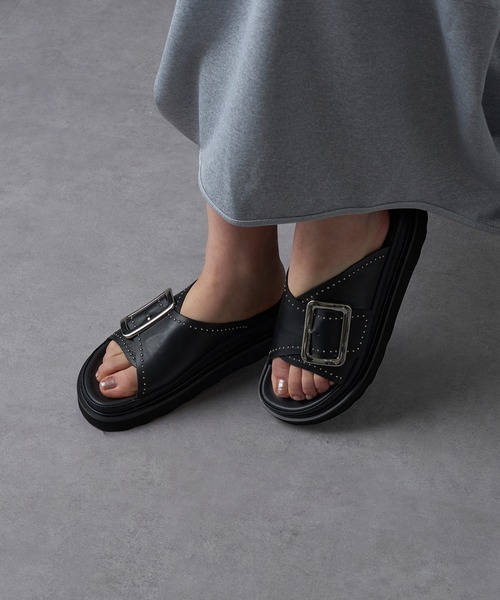 「MOHI」 フラットサンダル 37 ブラック レディース_画像7