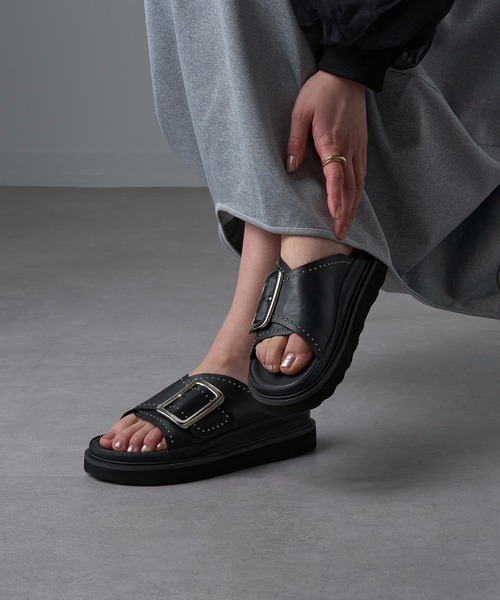 「MOHI」 フラットサンダル 37 ブラック レディース_画像8