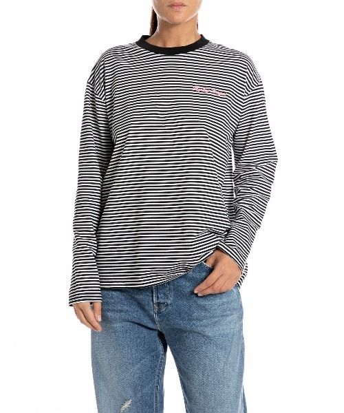 tシャツ コットンジャージーボーダーロングT レディース