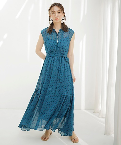 FRAY I.D」 ノースリーブワンピース 0 ターコイズブルー レディース  