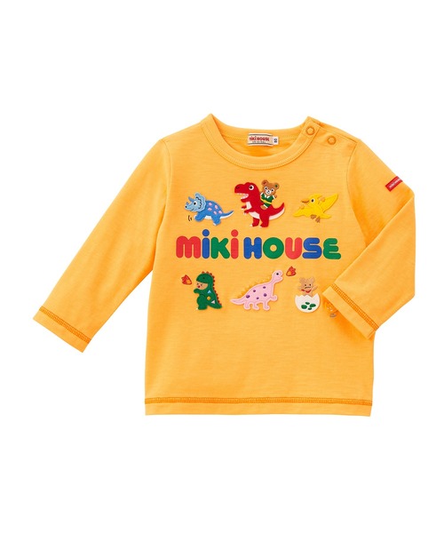 【美品】ミキハウス　トレーナー　恐竜　100 イエロー黄　子供　プッチー MIKI HOUSE（ミキハウス） tシャツ プッチーモチーフ長袖Tシャツ