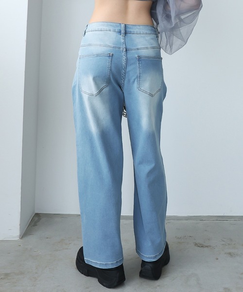 ウエストタックハイウエストワイドデニムパンツ　デニム パンツ ワイドパンツ ジーンズ レディース ボトムM L LL 3L 4Lレディース 春夏秋冬 楽ちん 大きいサイズ カジュアル 体型カバーハイウエスト ボトム 男女兼用