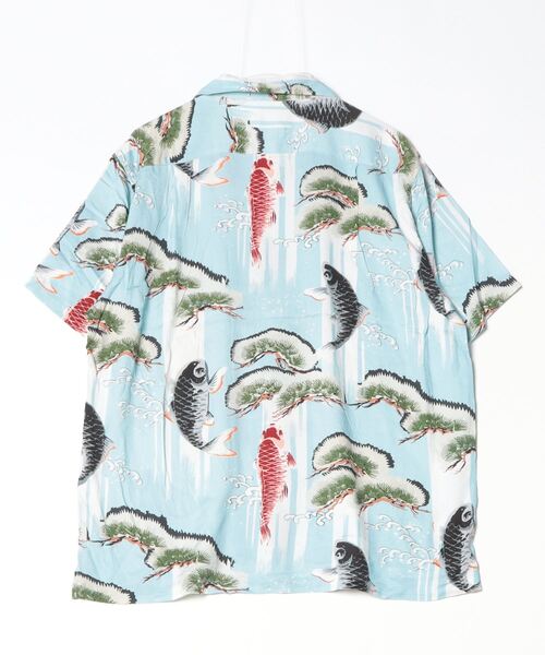 HOUSTON（ヒューストン） シャツ 和風アロハシャツ（日本刀・鯉・風神